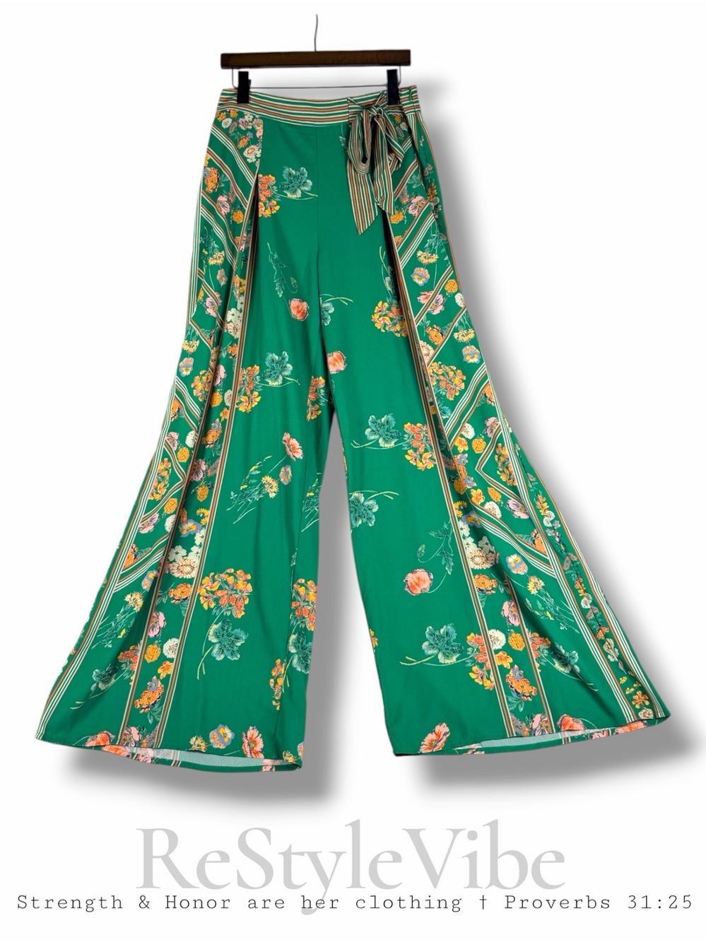 JEALOUS TOMATO Women’s Size L Pants Palazzo Wide Leg Style Floral High Rise Fit